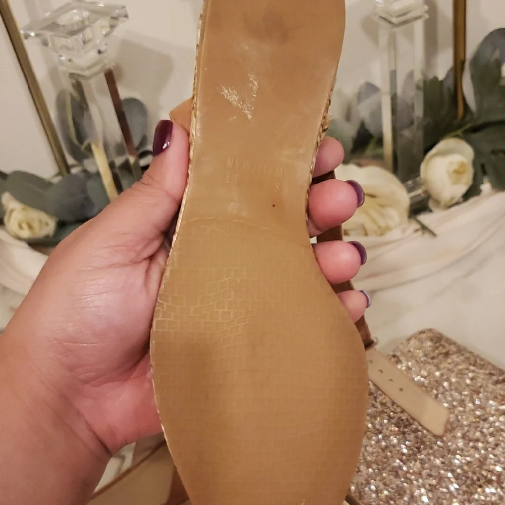 Stuart Weitzman Silver and Tan Espadrilles Size 5